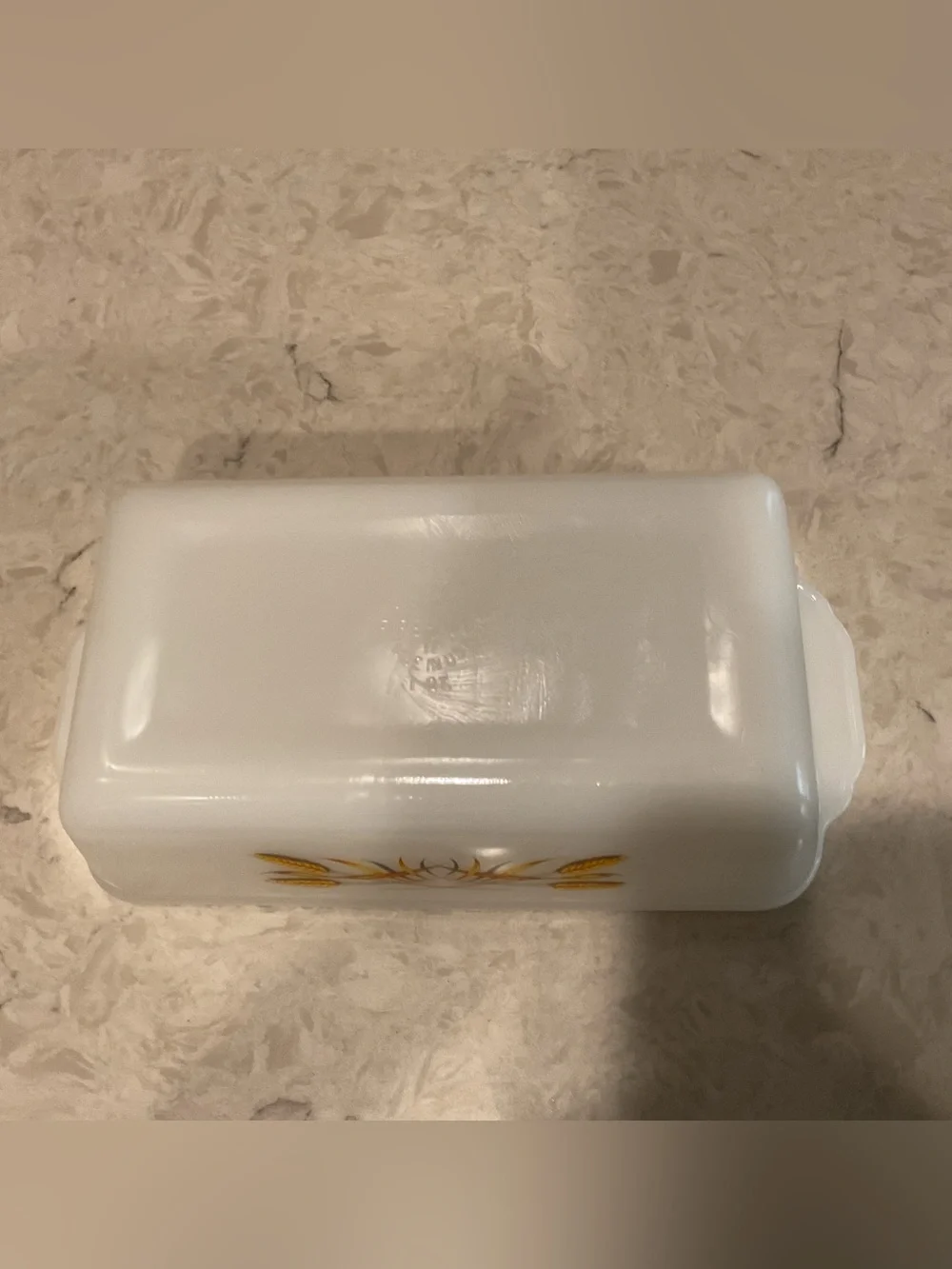 Vintage Fire King 1960s Milk Glass “Sheaves of Wheat” Loaf Pan Casserole